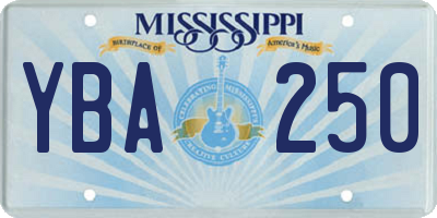 MS license plate YBA250