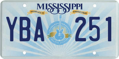 MS license plate YBA251
