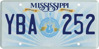 MS license plate YBA252