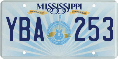 MS license plate YBA253