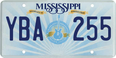 MS license plate YBA255