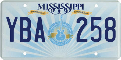 MS license plate YBA258