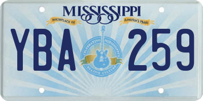MS license plate YBA259