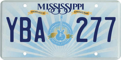 MS license plate YBA277