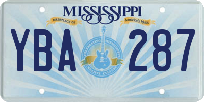 MS license plate YBA287