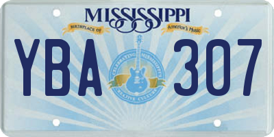 MS license plate YBA307