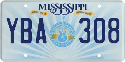 MS license plate YBA308