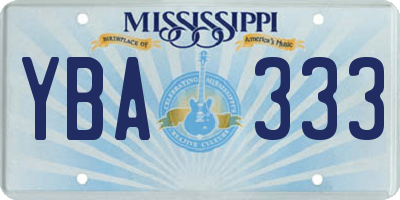 MS license plate YBA333