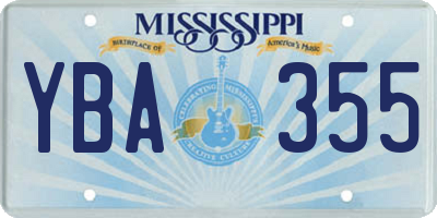 MS license plate YBA355
