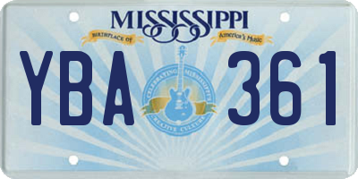 MS license plate YBA361