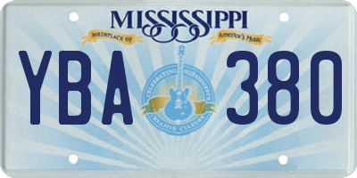 MS license plate YBA380