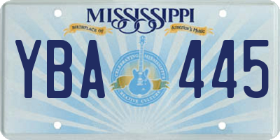 MS license plate YBA445