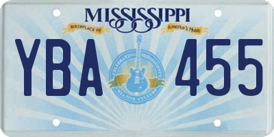 MS license plate YBA455