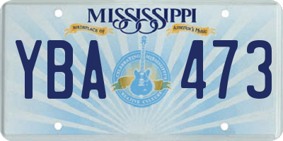 MS license plate YBA473