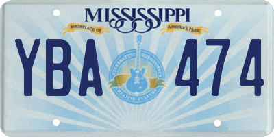 MS license plate YBA474