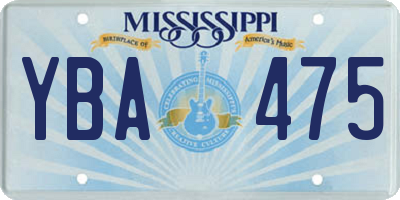 MS license plate YBA475