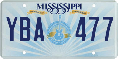 MS license plate YBA477