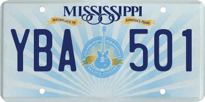 MS license plate YBA501