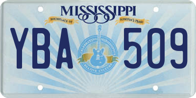MS license plate YBA509