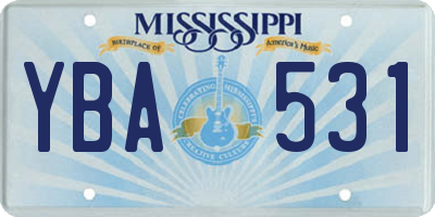 MS license plate YBA531