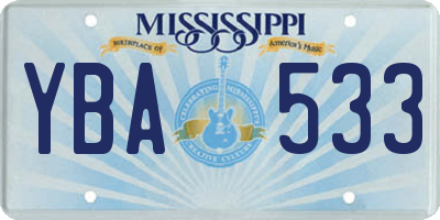 MS license plate YBA533