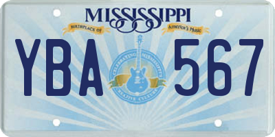 MS license plate YBA567