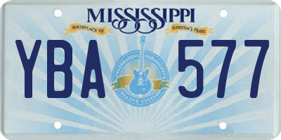 MS license plate YBA577