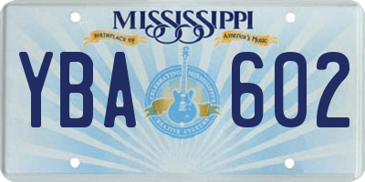 MS license plate YBA602