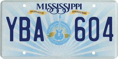 MS license plate YBA604