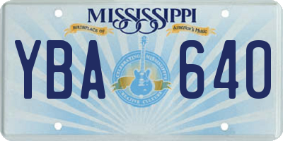 MS license plate YBA640