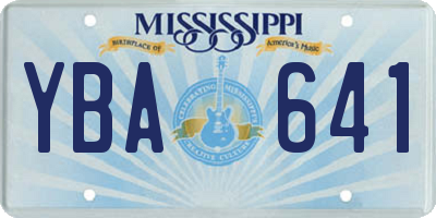 MS license plate YBA641