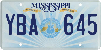 MS license plate YBA645