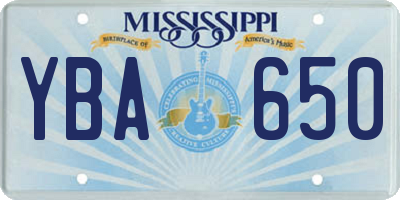 MS license plate YBA650