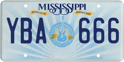 MS license plate YBA666