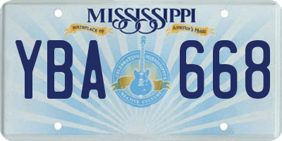 MS license plate YBA668