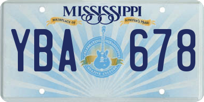 MS license plate YBA678