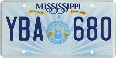 MS license plate YBA680