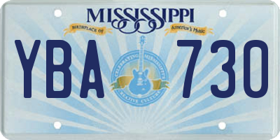 MS license plate YBA730