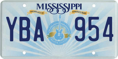MS license plate YBA954