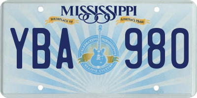 MS license plate YBA980