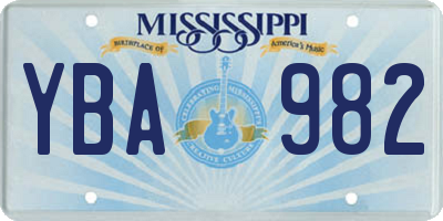 MS license plate YBA982