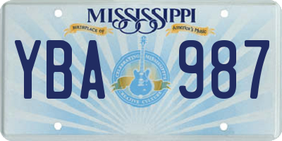 MS license plate YBA987