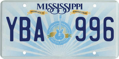 MS license plate YBA996