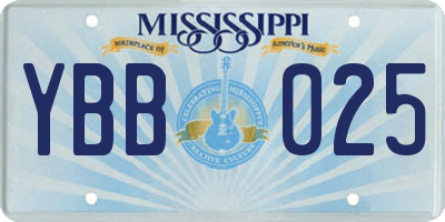 MS license plate YBB025