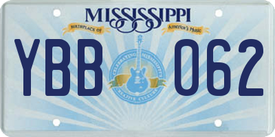 MS license plate YBB062