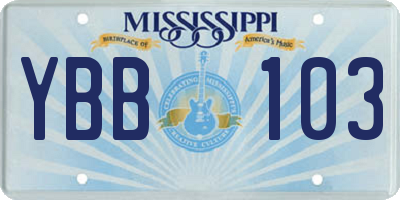 MS license plate YBB103
