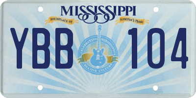 MS license plate YBB104