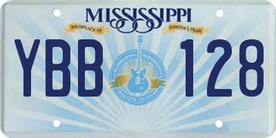 MS license plate YBB128