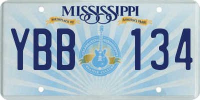 MS license plate YBB134