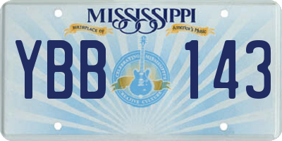 MS license plate YBB143